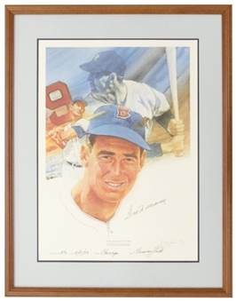 Ted Williams Signed & Framed Limited Edition Decathalon Print With Home Run Inscription